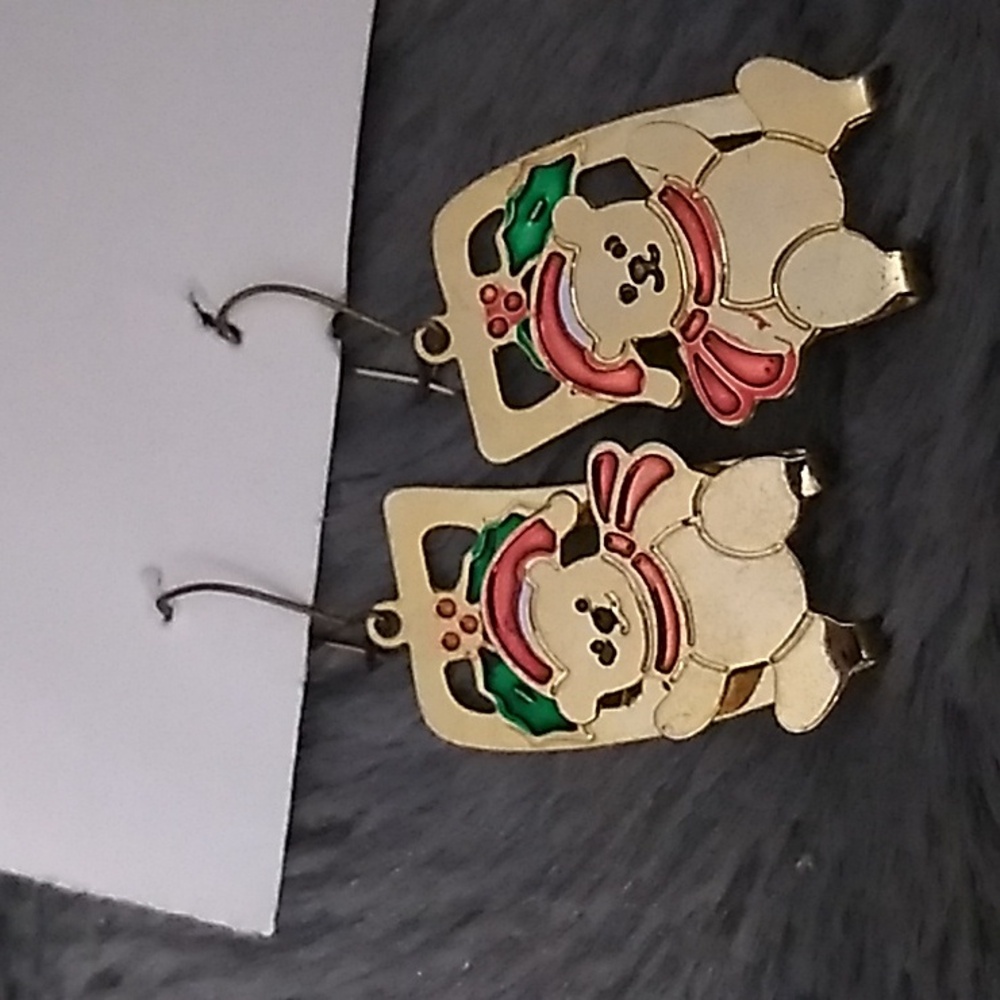Christmas Bear on a Sled Earrings